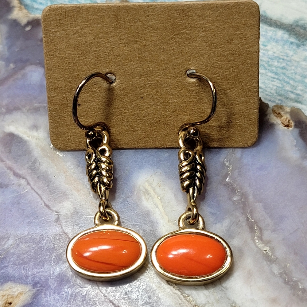 BARSE Gold and Orange Dangle Earrings.